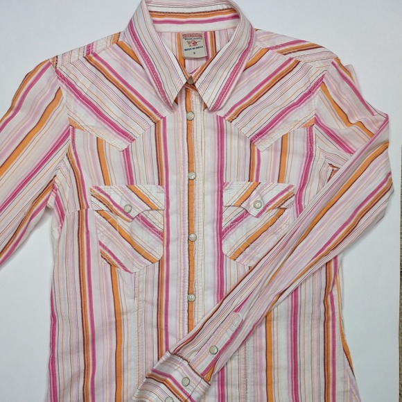 True Religion Tops - True Religion Sz Small Plaid Pearl Snap Top